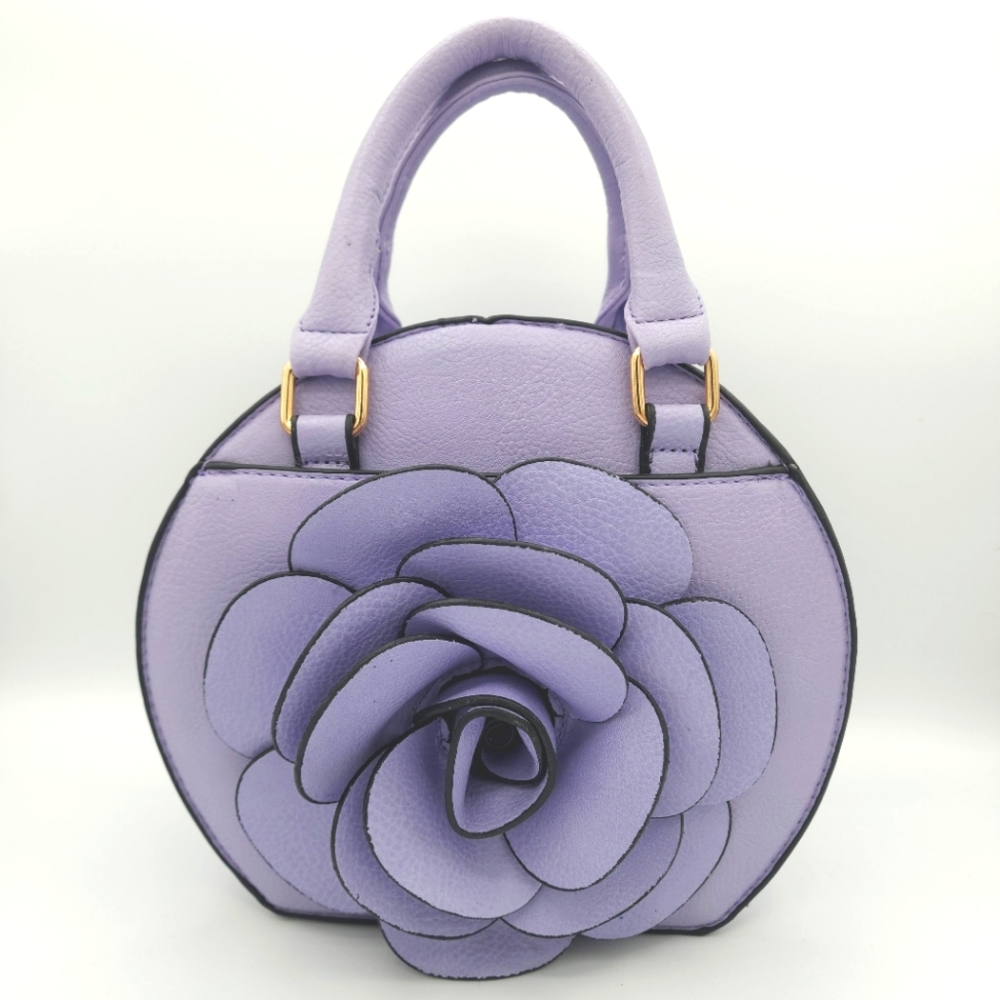 Faux Leather Lavender Flower Purse
